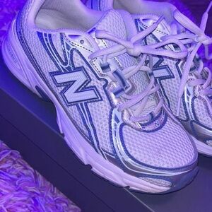 New Balance Mesh Sneakers in White and Blue